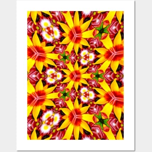 Happy Sun Flower Pattern Posters and Art